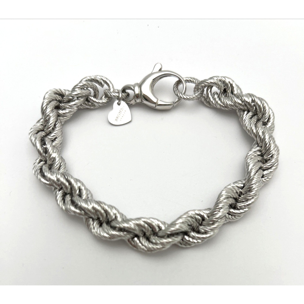 A3 Auth Flawless BRONZO ITALIA MILOR Bronze Silver Tone 10MM Rope Bracelet 8"